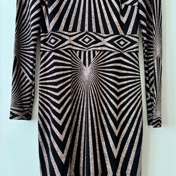 Betsy & Adam Long Sleeve Geo Slinky Glitter Maxi Dress - Picture 5 of 9
